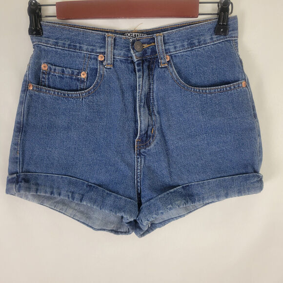 By Together Denim Shorts Womens Small Blue Jean High Rise Mom Cuffed Medium Wash - Picture 1 of 12